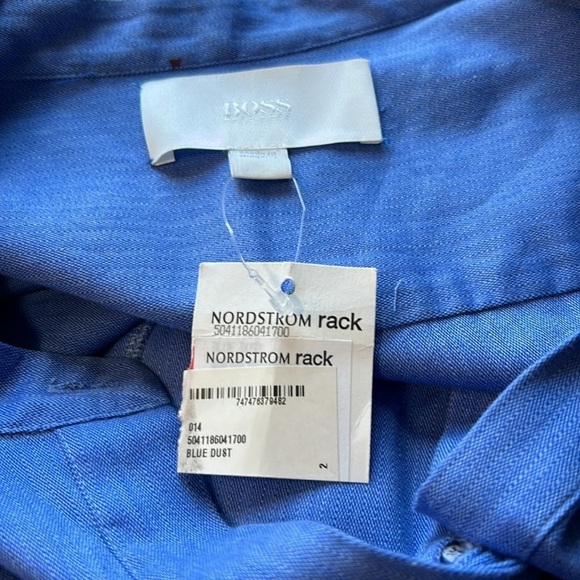 BOSS Hugo Boss Long Sleeve Shirt Dress Button Placket Blue Dust Sz M NEW - Picture 14 of 16